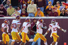 MINNEAPOLIS - SEPTEMBER 18:  Robert Woods #13 of the USC Trojans celebrates with teammates after scoring a touchdown during the game against the Minnesota Golden Gophers on September 18 2010 at TCF Bank Stadium in Minneapolis Minnesota.  (Photo by Jamie Squire/Getty Images)