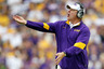 BATON ROUGE, LA - OCTOBER 22:  Head coach Les Miles of the LSU Tigers gestures from the sidelines during the game against the Auburn Tigers at Tiger Stadium on October 22, 2025 in Baton Rouge, Louisiana.  (Photo by Jamie Squire/Getty Images)