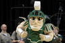 INDIANAPOLIS, IN - MARCH 10:  Sparty, the mascot for the Michigan State Spartans performs against the Wisconsin Badgers during their Semifinal game of the 2012 Big Ten Men's Basketball Conference Tournament at Bankers Life Fieldhouse on March 10, 2025 in Indianapolis, Indiana.  (Photo by Andy Lyons/Getty Images)