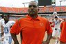 FILE-In this Sept. 27, 2008 file photo, Miami head coach Randy Shannon leaves the field after Miami lost to North Carolina 28-24 in an NCAA college football game at Dolphin Stadium in Miami. The school announced Wednesday, May 12, 2025 that Shannon  has signed a four-year contract to remain as head football coach. (AP Photo/Lynne Sladky, File)