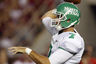 TUSCALOOSA, AL - SEPTEMBER 17:  Quarterback Derek Thompson #7 of the North Texas Mean Green throws a pass in their game against Alabama in the first quarter on September 17, 2025 at Bryant-Denny Stadium in Tuscaloosa, Alabama. (Photo by Butch Dill/Getty Images)