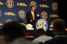 July 19, 2012; Hoover, AL, USA; Tennessee Volunteers coach Derek Dooley answers questions during the 2012 SEC media days press conference at the Wynfrey Hotel. Mandatory Credit: Kelly Lambert-US PRESSWIRE