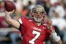 South squad quarterback Christian Ponder (7) of Florida State looks for a receiver in the first half of the Senior Bowl NCAA college football game at Ladd-Peebles Stadium in Mobile, Ala., Saturday, Jan. 29, 2011. (AP Photo/Dave Martin)